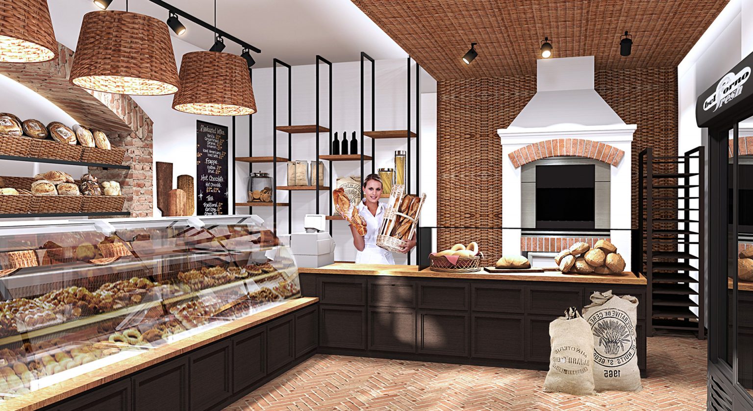 Magazin brutarie amenajare actuala pentru un lant de brutarii