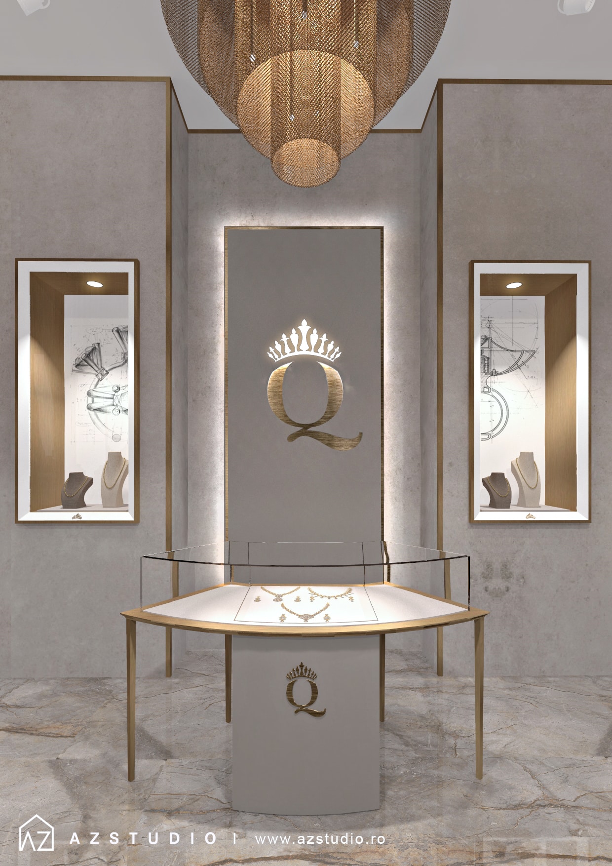 Proiect concept design interior magazin bijuterii