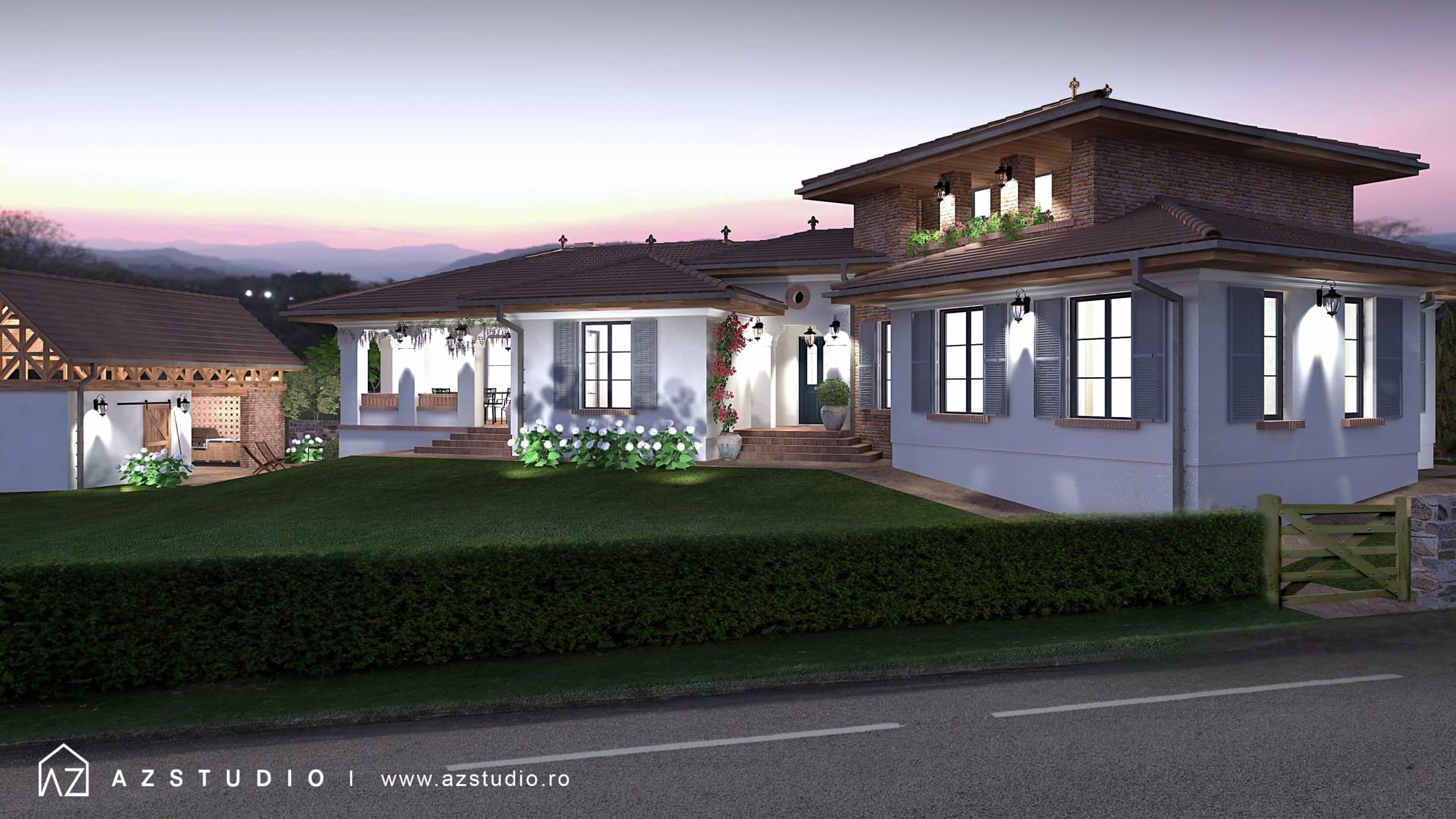 Proiect arhitectura casa rustica stil romanesc 297mp